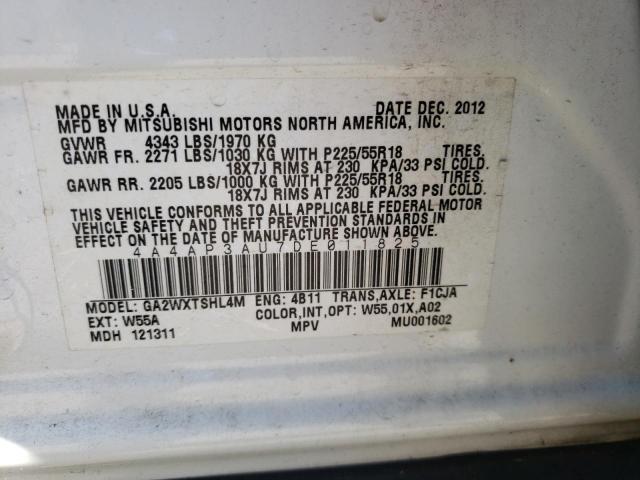 Photo 10 from auction – 2013 MITSUBISHI OUTLANDER with VIN 4A4AP3AU7DE011825