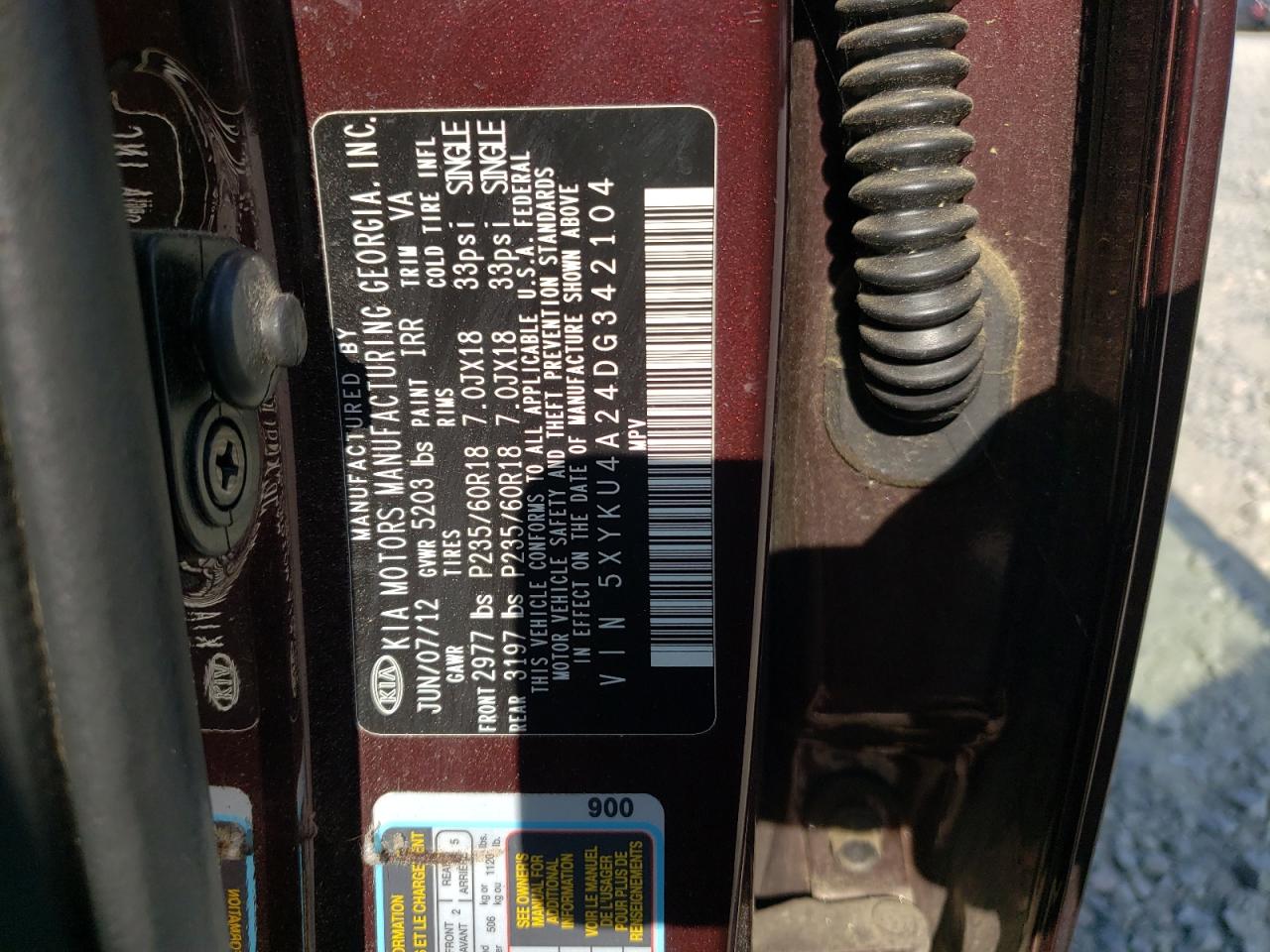 Photo 10 from auction – 2013 KIA SORENTO EX with VIN 5XYKU4A24DG342104