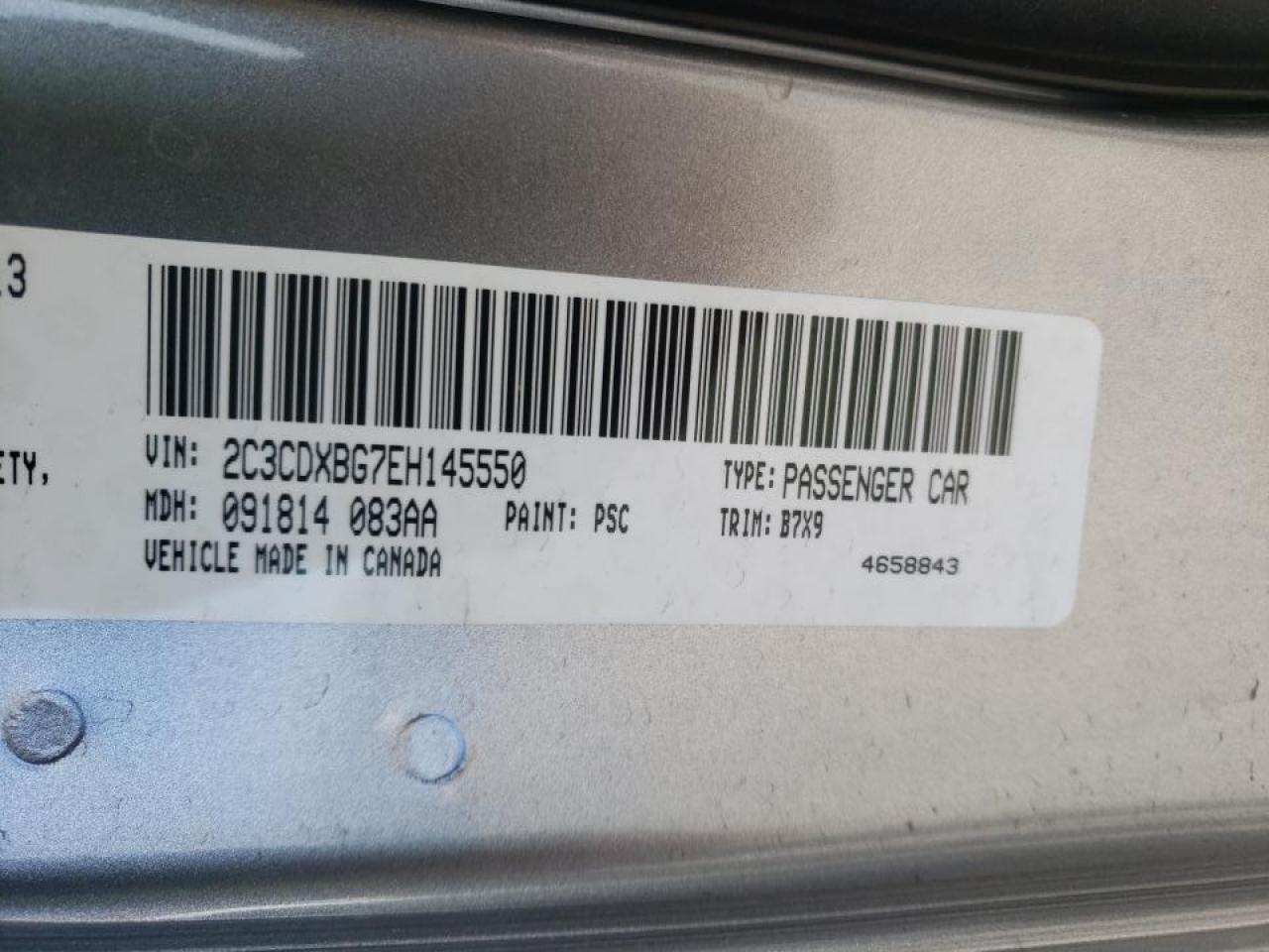 Photo 10 from auction – 2014 DODGE CHARGER SE with VIN 2C3CDXBG7EH145550