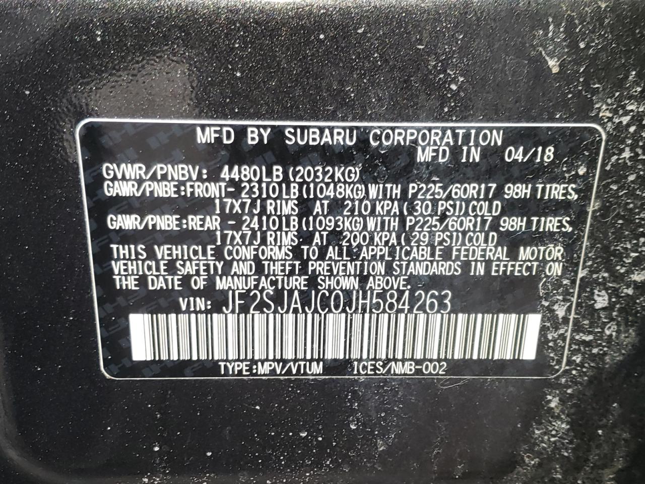 Photo 20 from auction – 2018 SUBARU FORESTER 2 with VIN JF2SJAJC0JH584263