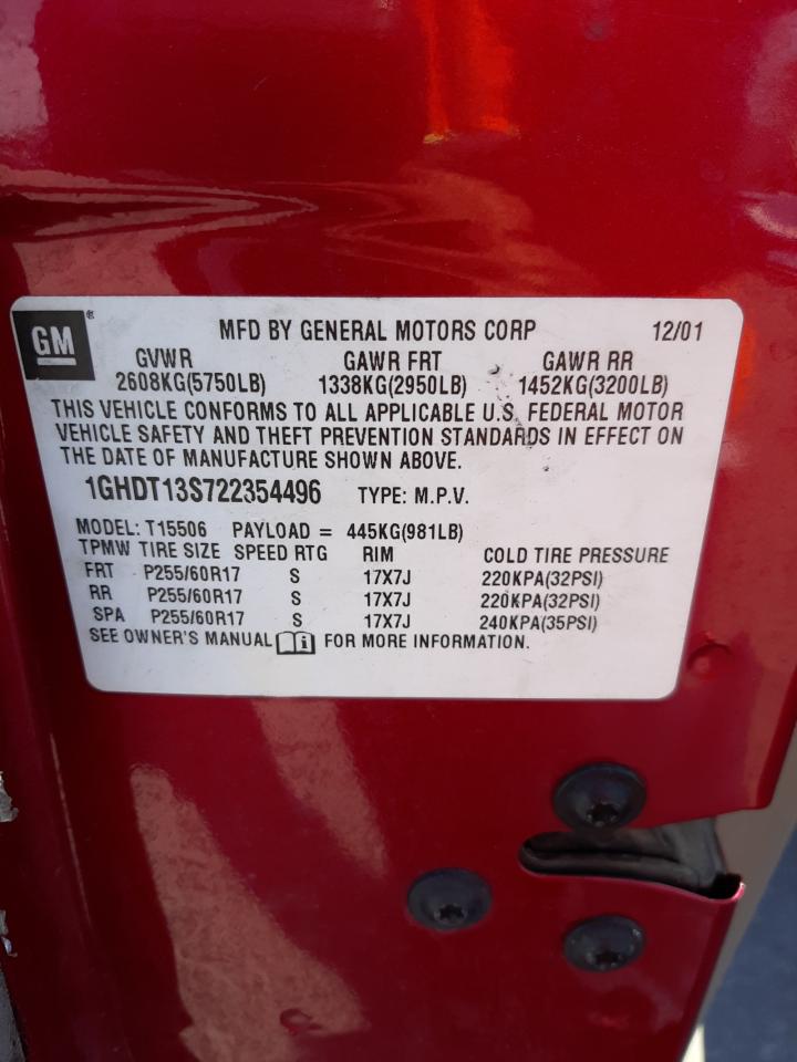 Photo 10 from auction – 2002 OLDSMOBILE BRAVADA with VIN 1GHDT13S722354496