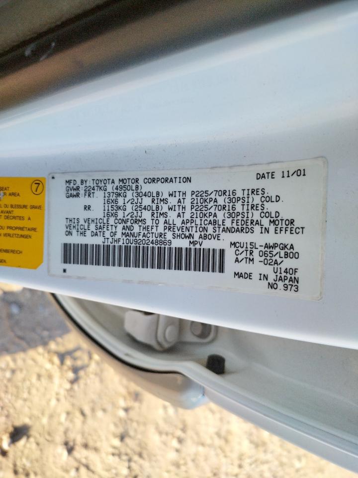 Photo 10 from auction – 2002 LEXUS RX 300 with VIN JTJHF10U920248869