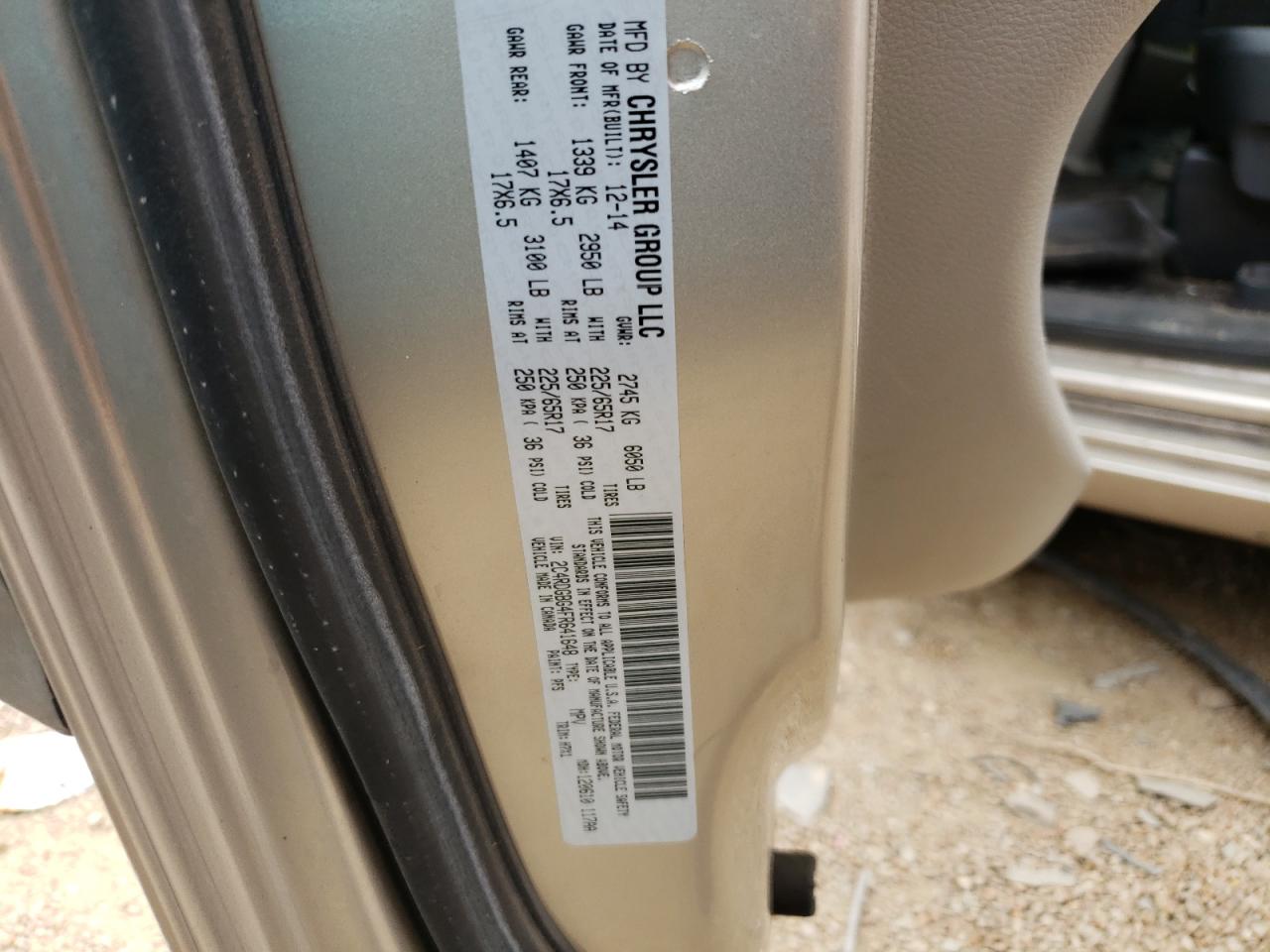 Photo 10 from auction – 2015 DODGE GRAND CARA with VIN 2C4RDGBG4FR641648