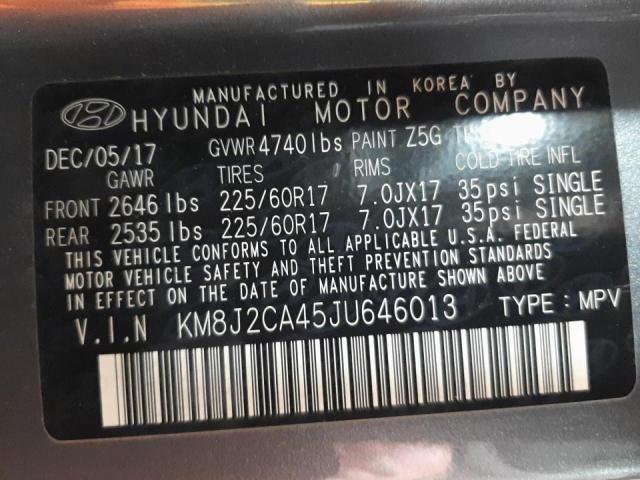 Photo 10 from auction – 2018 HYUNDAI TUCSON SE with VIN KM8J2CA45JU646013