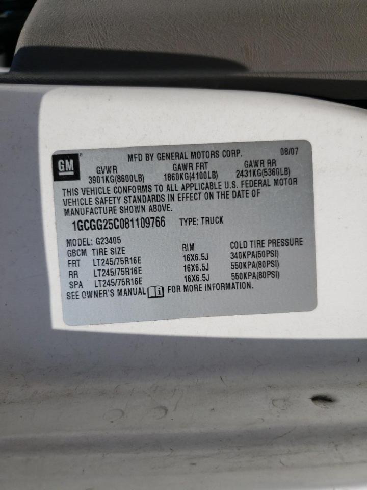Photo 10 from auction – 2008 CHEVROLET EXPRESS G2 with VIN 1GCGG25C081109766