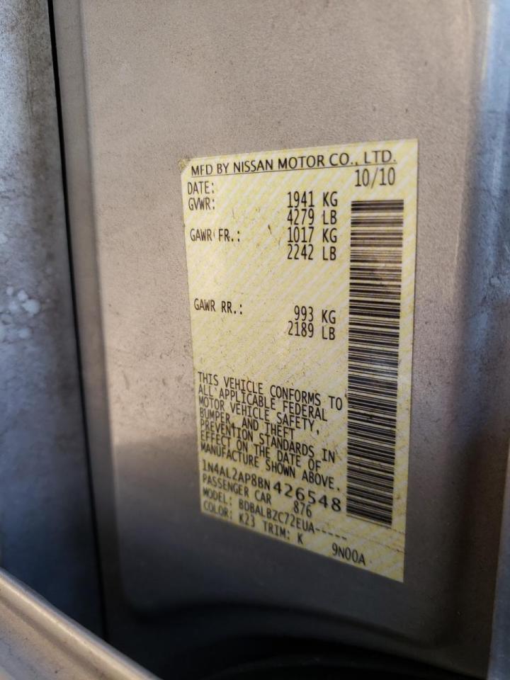 Photo 10 from auction – 2011 NISSAN ALTIMA BAS with VIN 1N4AL2AP8BN426548