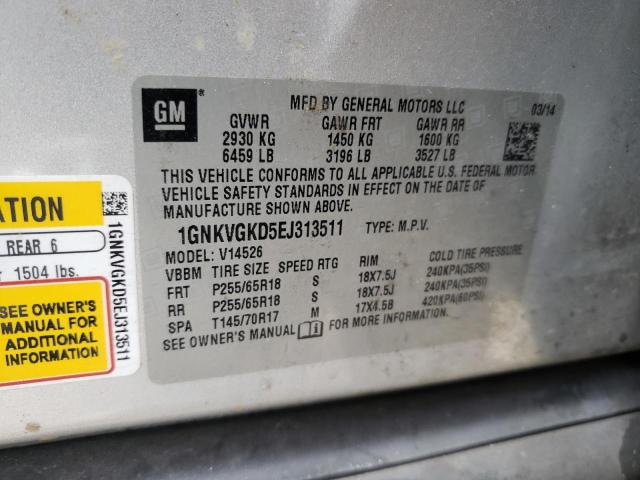 Photo 10 from auction – 2014 CHEVROLET TRAVERSE L with VIN 1GNKVGKD5EJ313511