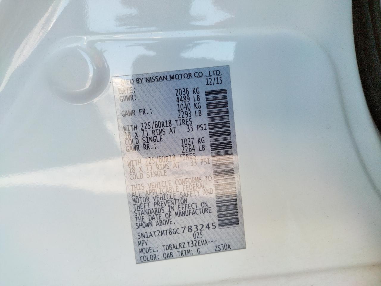 Photo 10 from auction – 2016 NISSAN ROGUE S with VIN 5N1AT2MT8GC783245