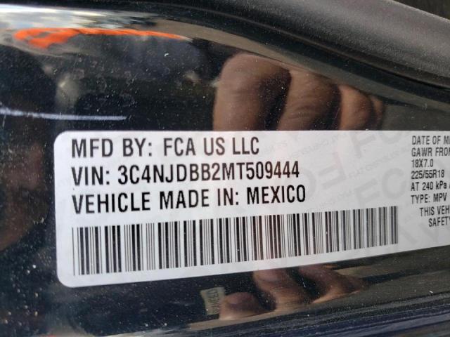 Photo 10 from auction – 2021 JEEP COMPASS LA with VIN 3C4NJDBB2MT509444