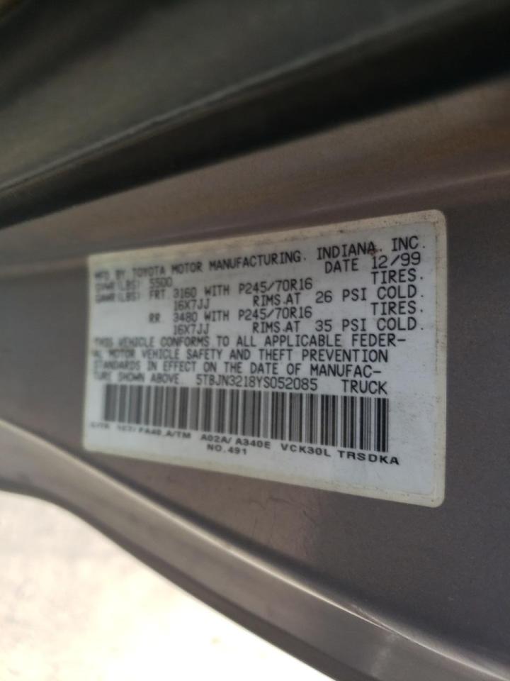 Photo 10 from auction – 2000 TOYOTA TUNDRA with VIN 5TBJN3218YS052085