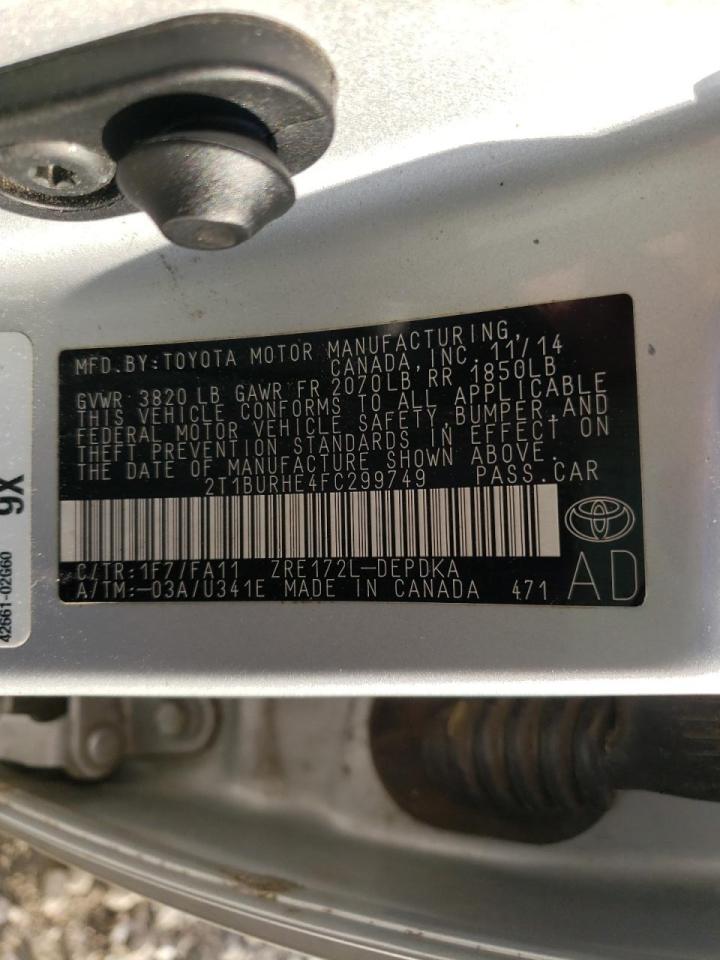 Zdjęcie 10 z aukcji – 2015 TOYOTA COROLLA L z VIN 2T1BURHE4FC299749