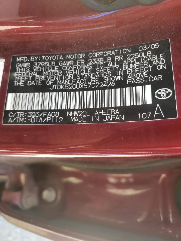 Photo 10 from auction – 2005 TOYOTA PRIUS with VIN JTDKB20UX57022426