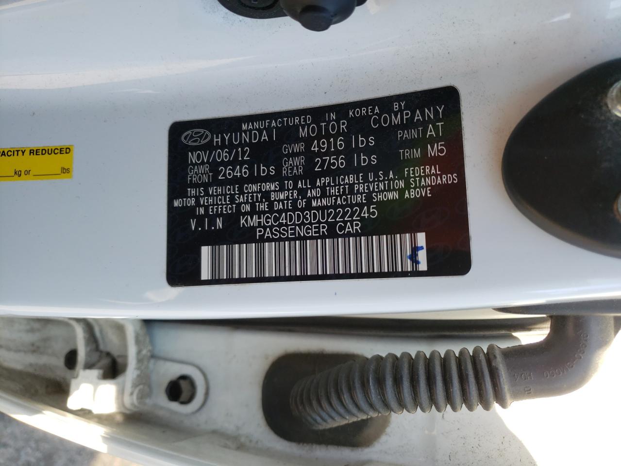 Photo 10 from auction – 2013 HYUNDAI GENESIS 3. with VIN KMHGC4DD3DU222245