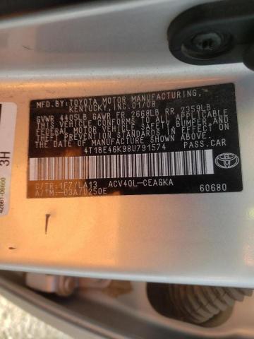 Photo 10 from auction – 2008 TOYOTA CAMRY CE with VIN 4T1BE46K98U791574