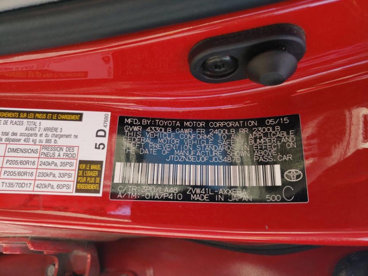 Photo 10 from auction – 2015 TOYOTA PRIUS V with VIN JTDZN3EU0FJ034870