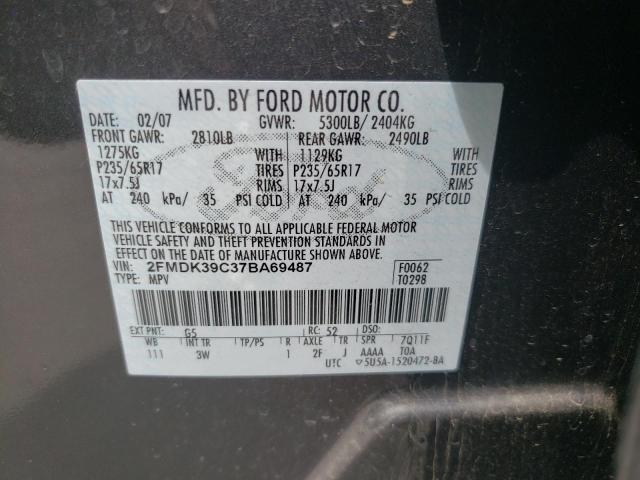 Photo 10 from auction – 2007 FORD EDGE SEL P with VIN 2FMDK39C37BA69487