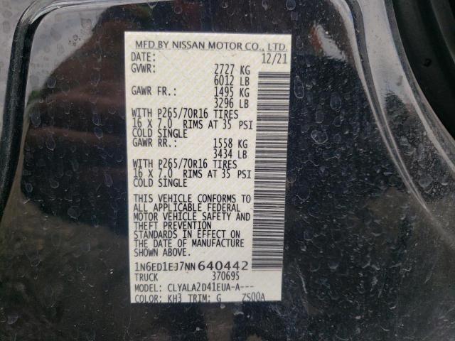 Photo 10 from auction – 2022 NISSAN FRONTIER S with VIN 1N6ED1EJ7NN640442