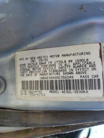 Photo 10 from auction – 1992 TOYOTA COROLLA DL with VIN 1NXAE94A8NZ352249