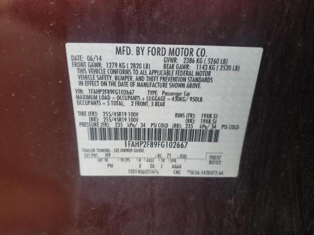 Photo 10 from auction – 2015 FORD TAURUS LIM with VIN 1FAHP2F89FG102667