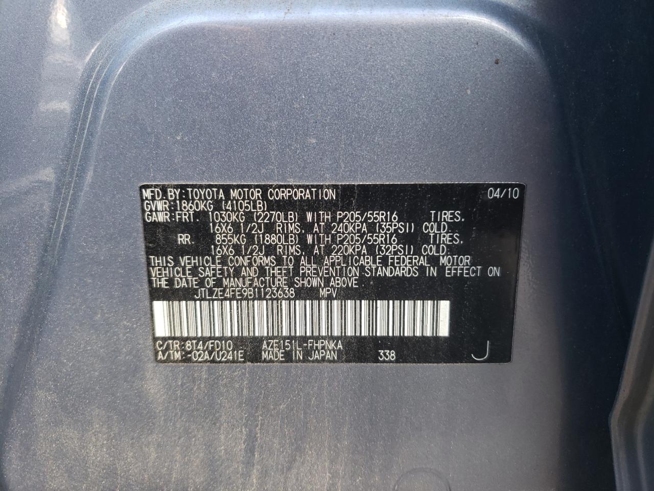 Photo 10 from auction – 2011 TOYOTA SCION XB with VIN JTLZE4FE9B1123638