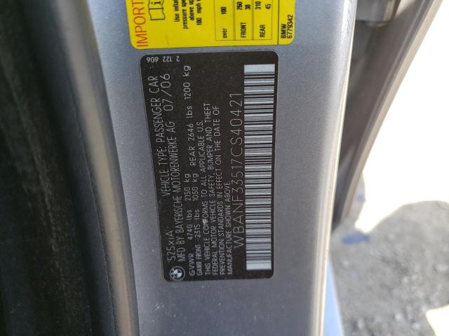 Photo 10 from auction – 2007 BMW 525 XI with VIN WBANF33517CS40421