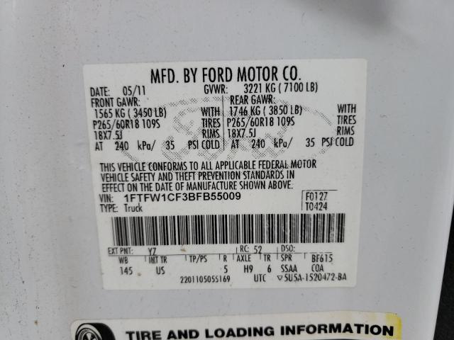 Photo 10 from auction – 2011 FORD F150 SUPER with VIN 1FTFW1CF3BFB55009