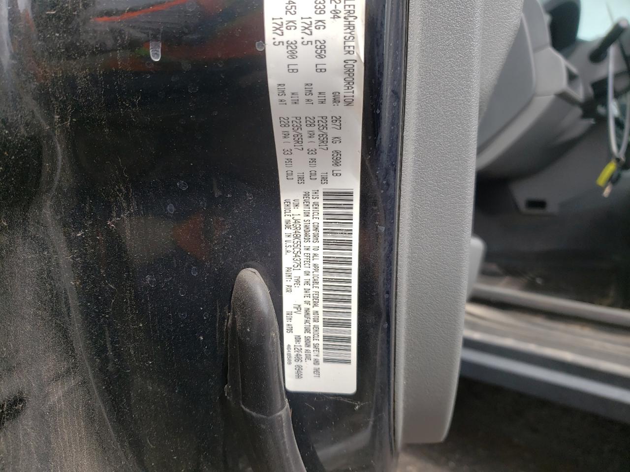 Photo 10 from auction – 2005 JEEP GRAND CHER with VIN 1J4GR48K55C543751