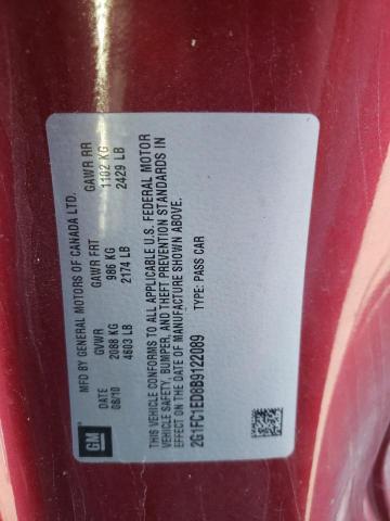 Photo 10 from auction – 2011 CHEVROLET CAMARO LT with VIN 2G1FC1ED8B9122089