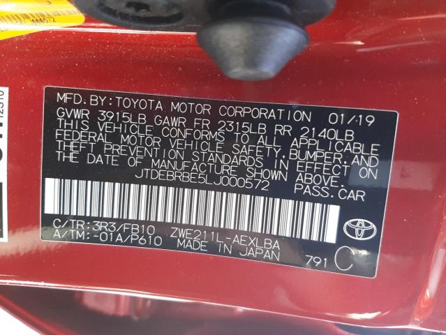 Photo 10 from auction – 2020 TOYOTA COROLLA LE with VIN JTDEBRBE5LJ000572