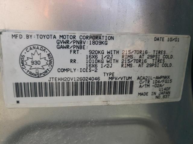 Photo 10 from auction – 2002 TOYOTA RAV4 with VIN JTEHH20V126024046