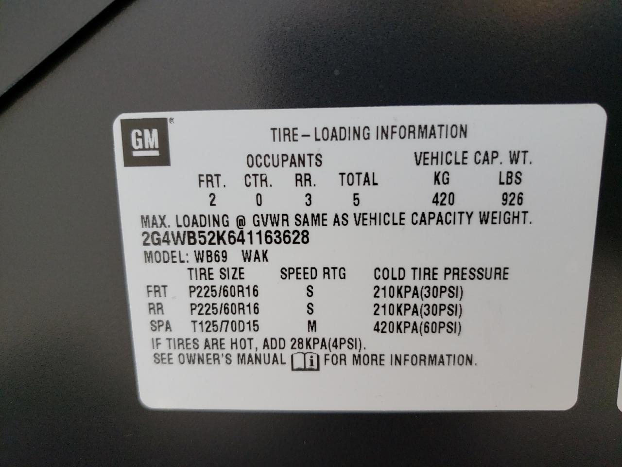 Photo 10 from auction – 2004 BUICK REGAL LS with VIN 2G4WB52K641163628