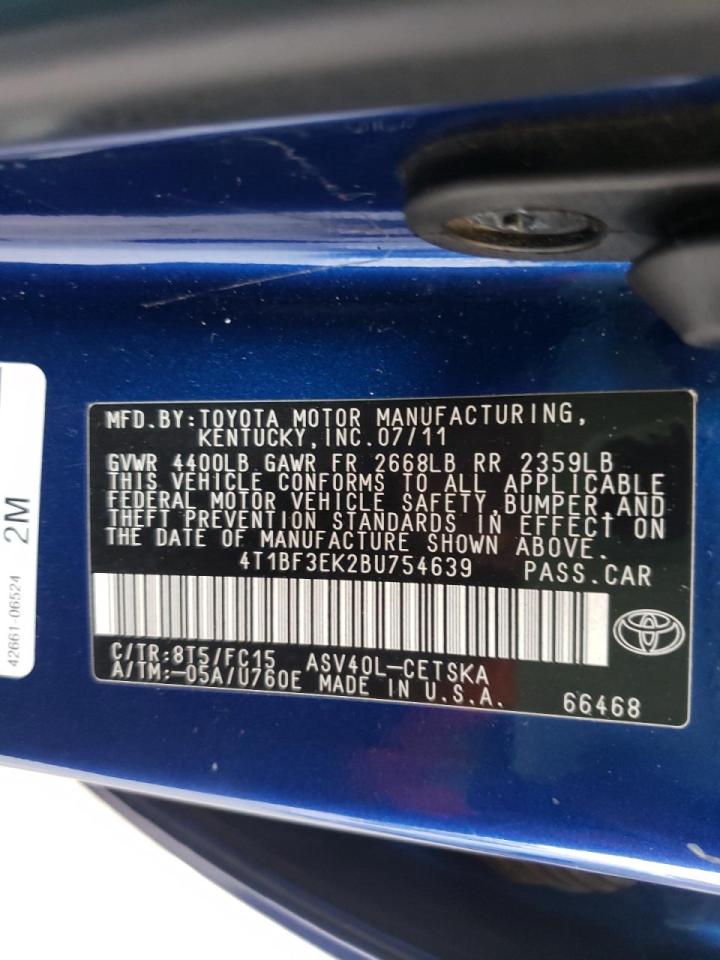 صورة رقم 10 من المزاد - 2011 TOYOTA CAMRY BASE مع VIN 4T1BF3EK2BU754639