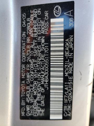 Photo 10 from auction – 2005 LEXUS ES 330 with VIN JTHBA30G055117011