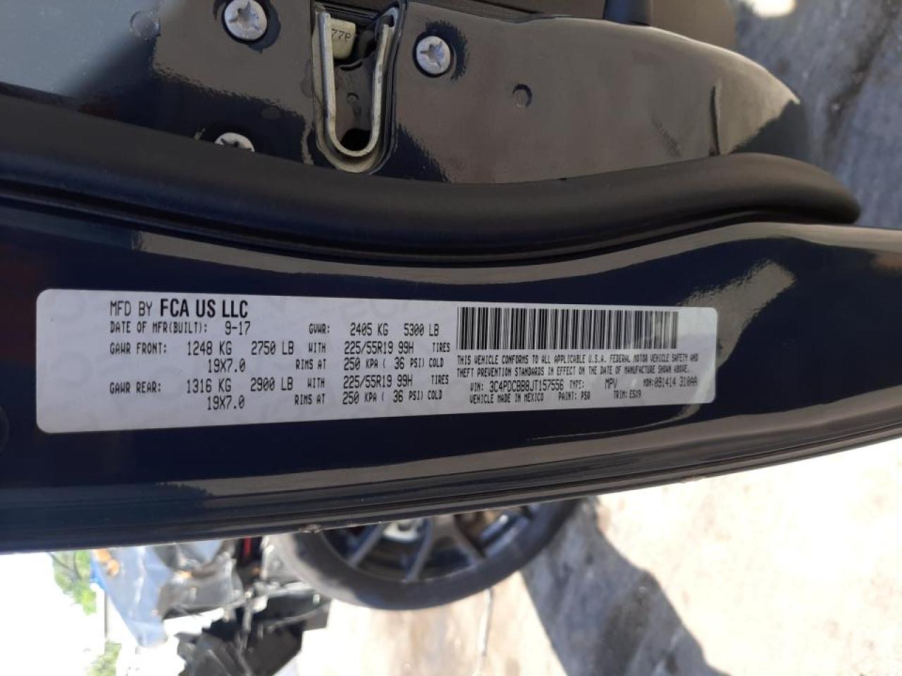 Photo 10 from auction – 2018 DODGE JOURNEY SX with VIN 3C4PDCBB8JT157556
