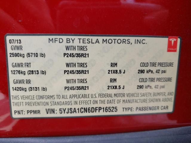 Photo 10 from auction – 2013 TESLA MODEL S with VIN 5YJSA1CN6DFP16525