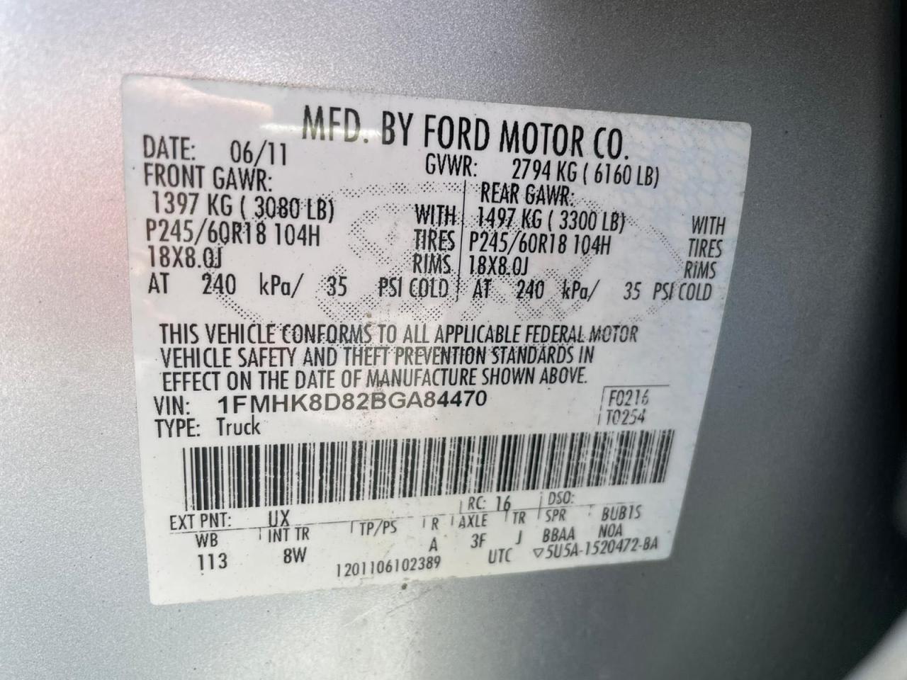 Photo 10 from auction – 2011 FORD EXPLORER X with VIN 1FMHK8D82BGA84470