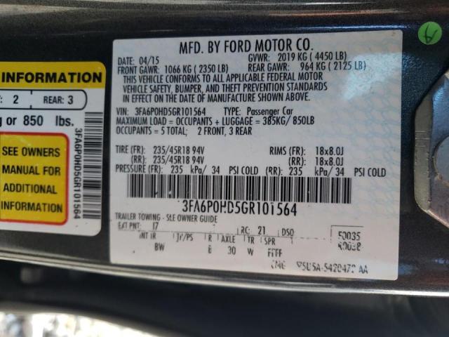 Photo 10 from auction – 2016 FORD FUSION SE with VIN 3FA6P0HD5GR101564