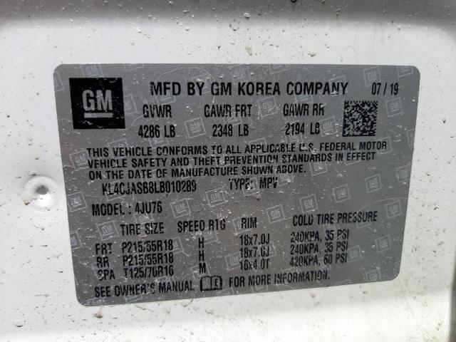 BUICK ENCORE PRE 2020 with VIN KL4CJASB8LB010289 - Photo from auction