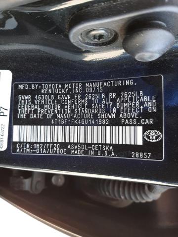 Photo 3 from auction – 2016 TOYOTA CAMRY LE with VIN 4T1BF1FK4GU141982