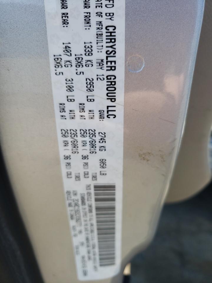 Photo 10 from auction – 2012 CHRYSLER TOWN & COU with VIN 2C4RC1BG5CR362771
