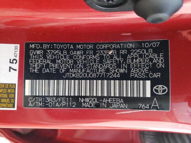 Photo 10 from auction – 2008 TOYOTA PRIUS with VIN JTDKB20U087717244