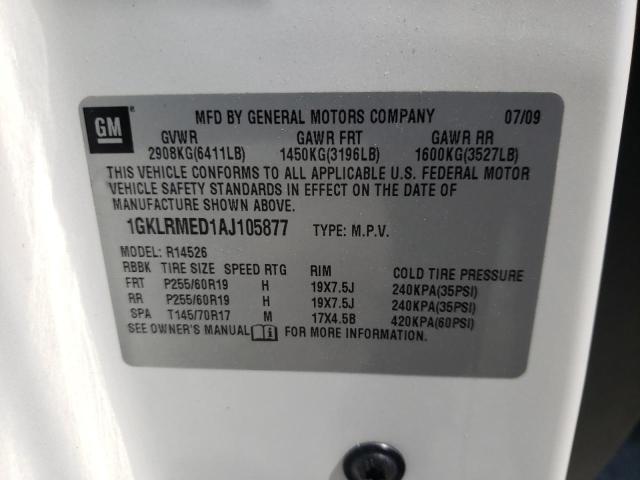 Photo 10 from auction – 2010 GMC ACADIA SLT with VIN 1GKLRMED1AJ105877