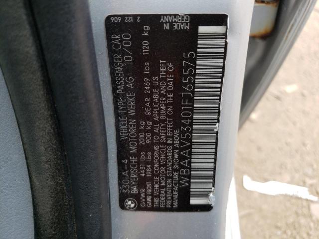 Photo 10 from auction – 2001 BMW 330 I with VIN WBAAV53401FJ65575