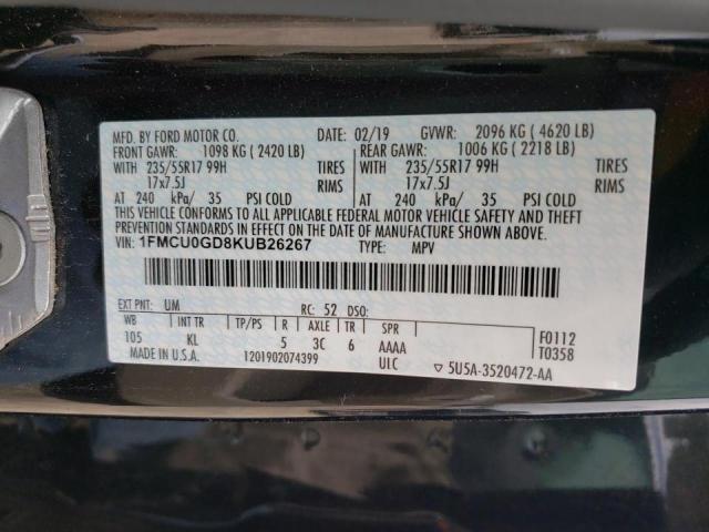Photo 10 from auction – 2019 FORD ESCAPE SE with VIN 1FMCU0GD8KUB26267