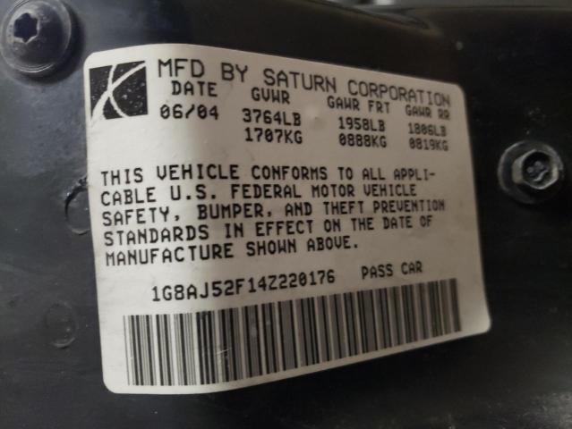 Photo 10 from auction – 2004 SATURN ION LEVEL with VIN 1G8AJ52F14Z220176