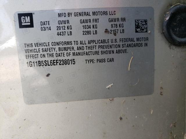 CHEVROLET MALIBU LS 2014 with VIN 1G11B5SL6EF238015 - Photo from auction