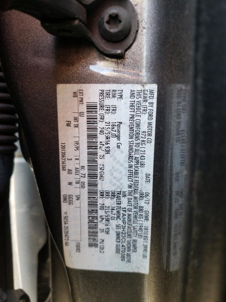 Photo 10 from auction – 2012 FORD FOCUS SEL with VIN 1FAHP3H23CL470389