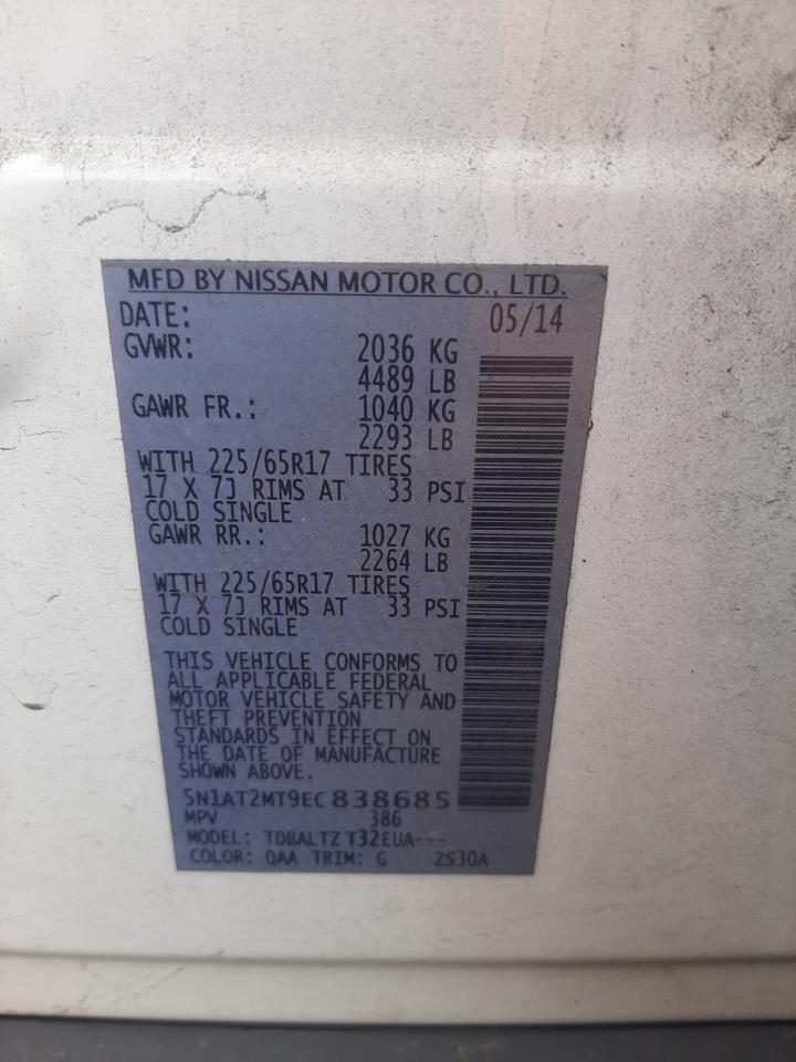 Photo 10 from auction – 2014 NISSAN ROGUE S with VIN 5N1AT2MT9EC838685