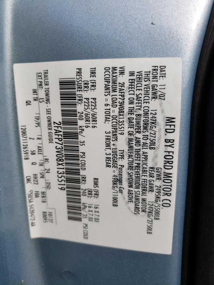 Photo 10 from auction – 2008 FORD CROWN VICT with VIN 2FAFP73V08X135519