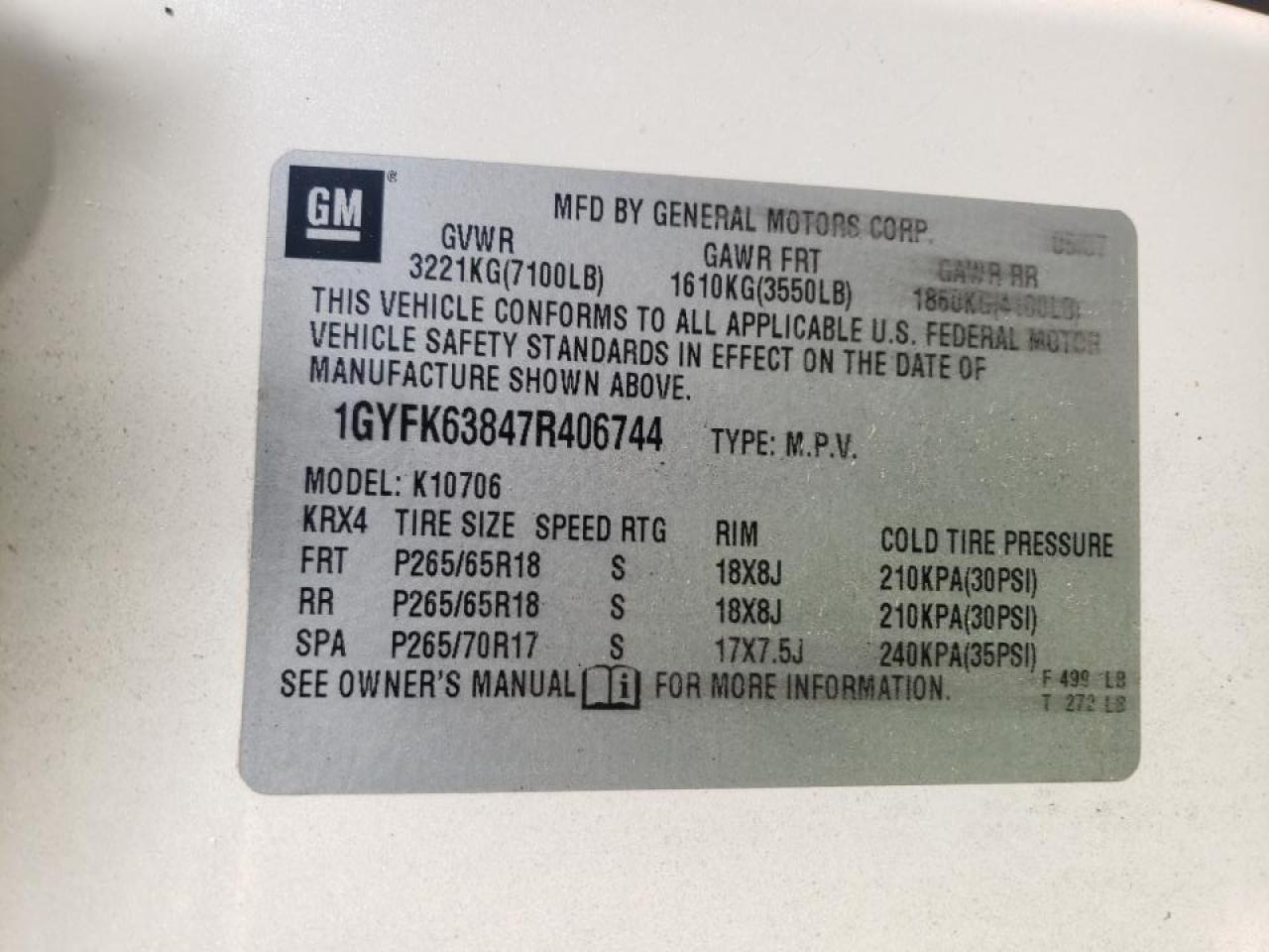 Photo 10 from auction – 2007 CADILLAC ESCALADE L with VIN 1GYFK63847R406744